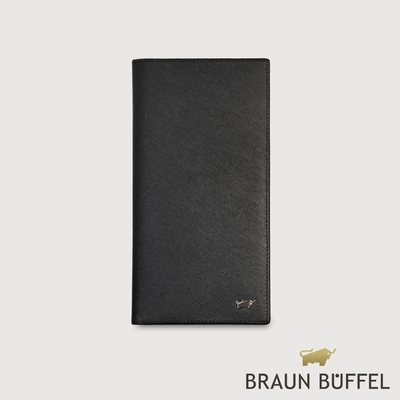 【BRAUN BUFFEL 德國小金牛】台灣總代理 至尊 14卡薄型長夾-黑色/BF536-322-BK