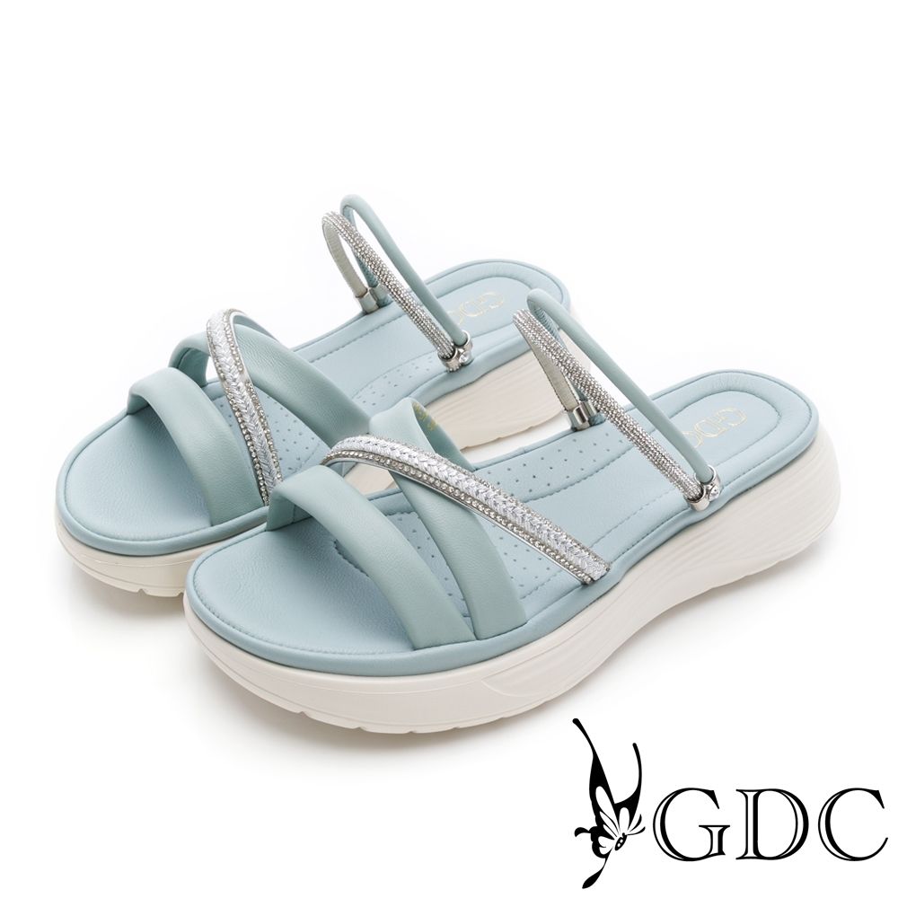 GDC-漫步輕履雙拼飾條兩穿式輕量涼鞋-天空藍