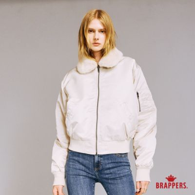 BRAPPERS 女款 可拆毛領飛行外套-淺卡其