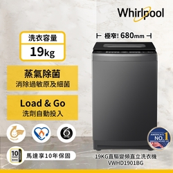 Whirlpool惠而浦 SaniPro 19公斤 DD直驅變頻直立洗衣