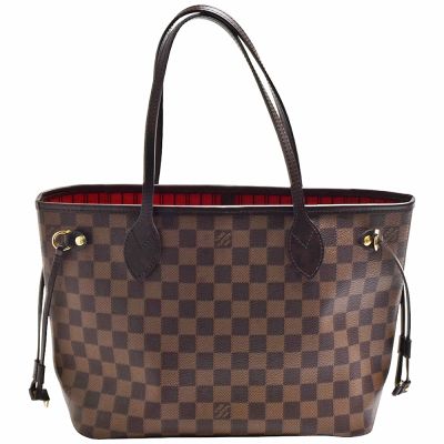 LOUIS VUITTON路易威登 LV N40600 Neverfull PM經典Damier棋盤格印花帆布肩背托特包