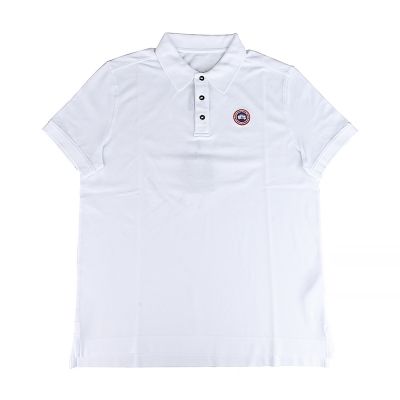 CANADA GOOSE 純棉Beckley系列刺繡圓標LOGO短袖POLO衫(男款/白)