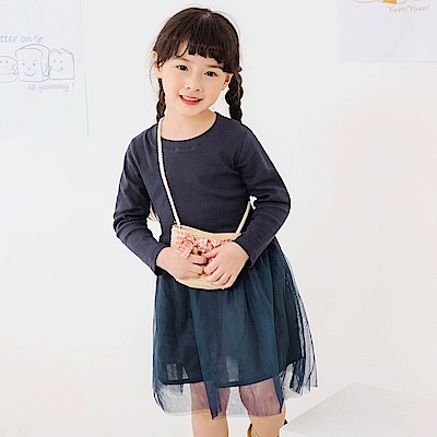 OB嚴選-甜美彈性針織拼接綁帶網紗連身洋裝《QA1535》