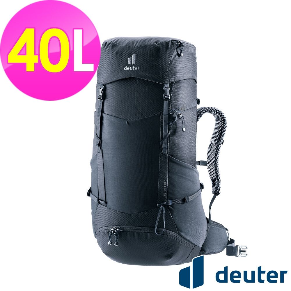 【deuter 德國】FUTURA PRO透氣網架背包/健行包40L3401526黑/三面式透氣彈性網架/正常版型