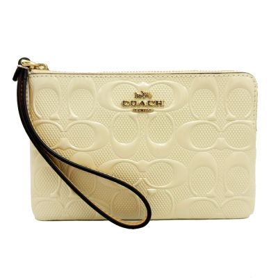 COACH 漆皮立體C LOGO手拿包/零錢包(黃)