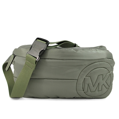 MICHAEL KORS Rae 大圓標Logo绗縫防潑水輕量尼龍腰/胸兩用包(軍綠色)