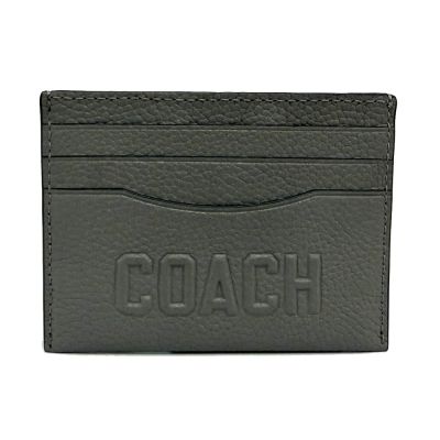 COACH 字母LOGO牛皮信用卡夾名片夾(灰)