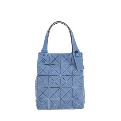 ISSEY MIYAKE 三宅一生 BAOBAO 新款PRISM PLUS三角格皮質5X4小型手提包 (灰藍)