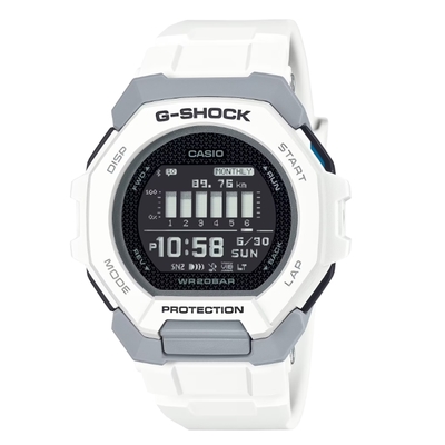 CASIO卡西歐 G-SHOCK G-SQUAD 藍芽 強悍運動型錶款 簡約白 GBD-300-7 47.4mm