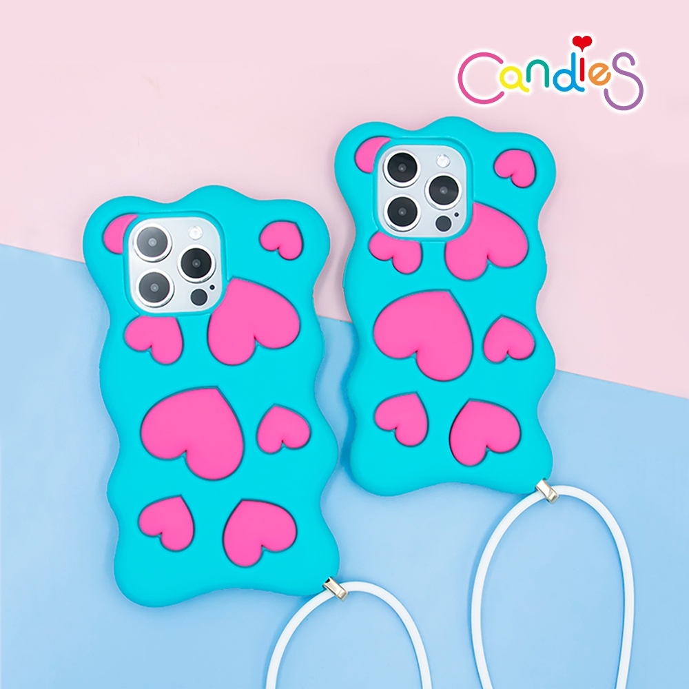 【Candies】iPhone 15 Pro Max - Happy & Free愛心手機殼(藍)