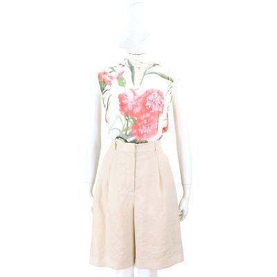 Max Mara-STUDIO MSTCARAVAN 親膚純亞麻米色百慕達短褲