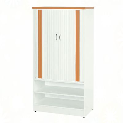 文創集-南亞塑鋼  曼尼 南亞塑鋼2.4尺捲簾雙拉門下二格中高鞋櫃-72.6x34.3x136.6cm免組