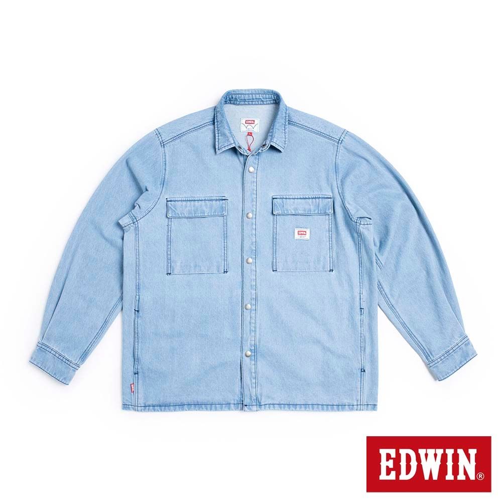 EDWIN 男裝 工裝夾克外套-漂淺藍