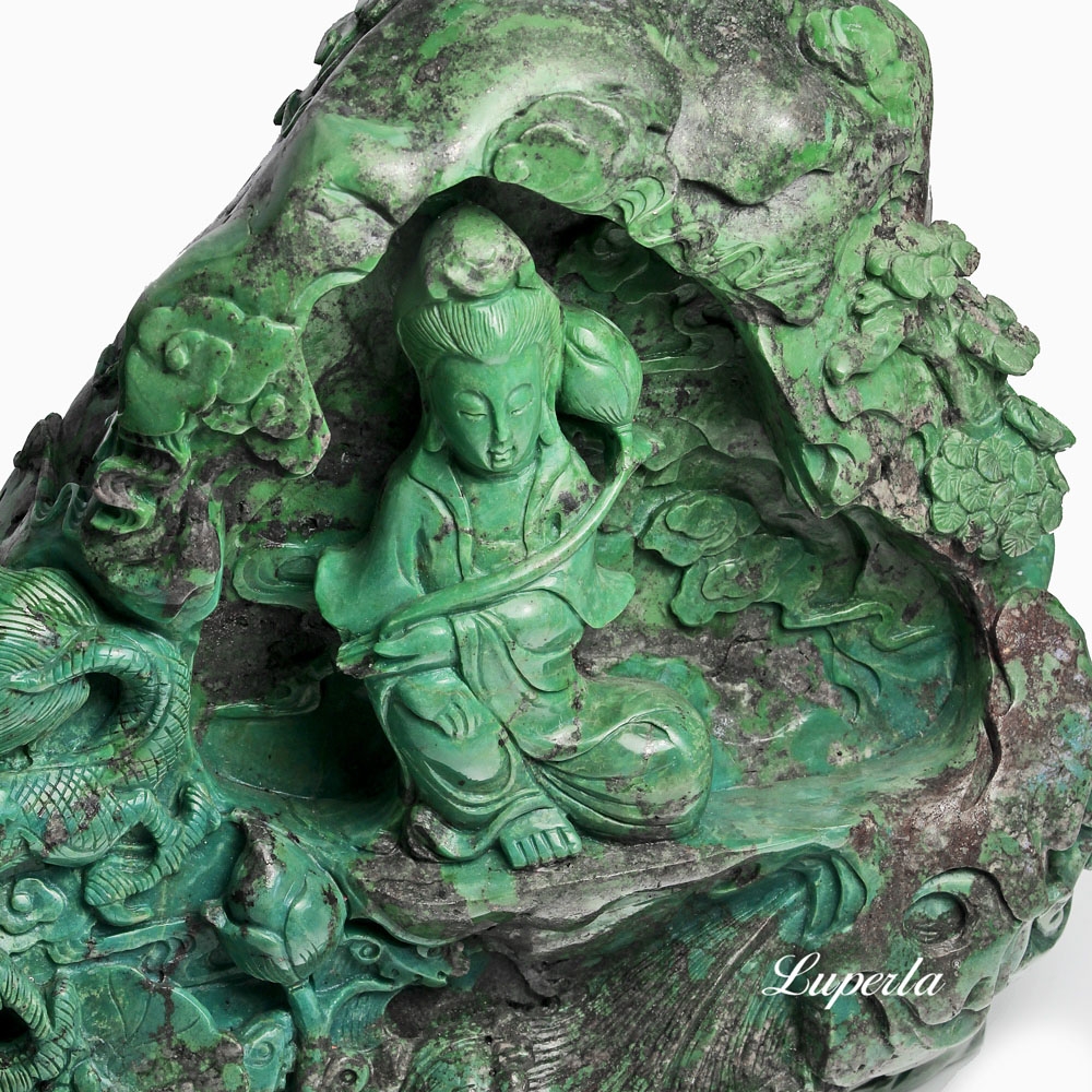 大東山珠寶天然孔雀石觀音稀有天然收藏雕件觀音擺件1.8KG | 大東山