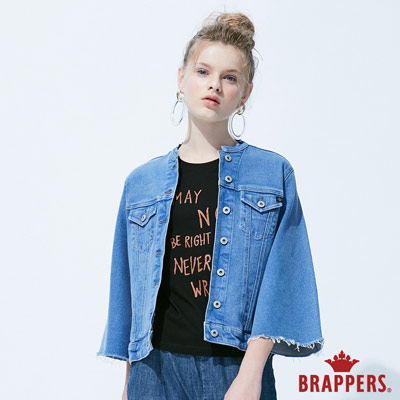 BRAPPERS 女款 Boy friend系列-不收邊寬版七分袖外套-藍