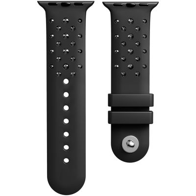 SWAROVSKI 施華洛世奇 Apple Watch 水晶矽膠錶帶 40/41mm適用 周年慶獻禮 送禮推薦-黑色 (不含手錶)