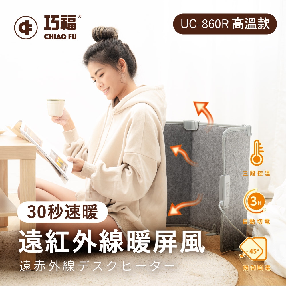 【巧福】遠紅外線暖屏風三折高溫款 UC-860R 速暖/暖足/暖腳/電暖