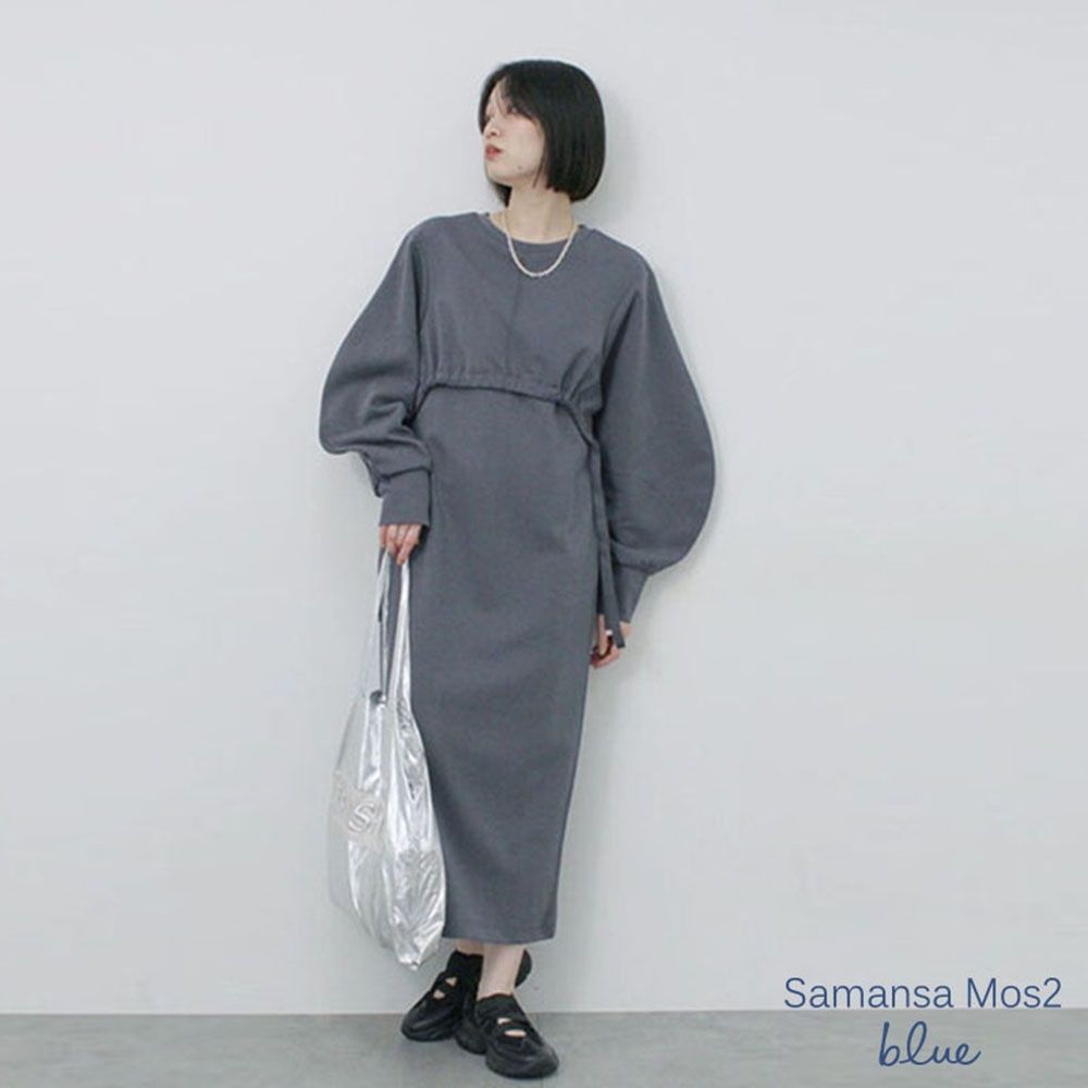 Samansa Mos2 分層感短版抽繩綁帶造型連身洋裝
