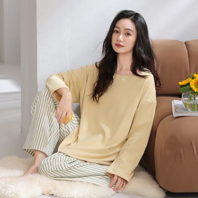 【藍尼居家】現+預 無印風微絨保暖睡衣套裝(女睡衣/兩件式/家居服)