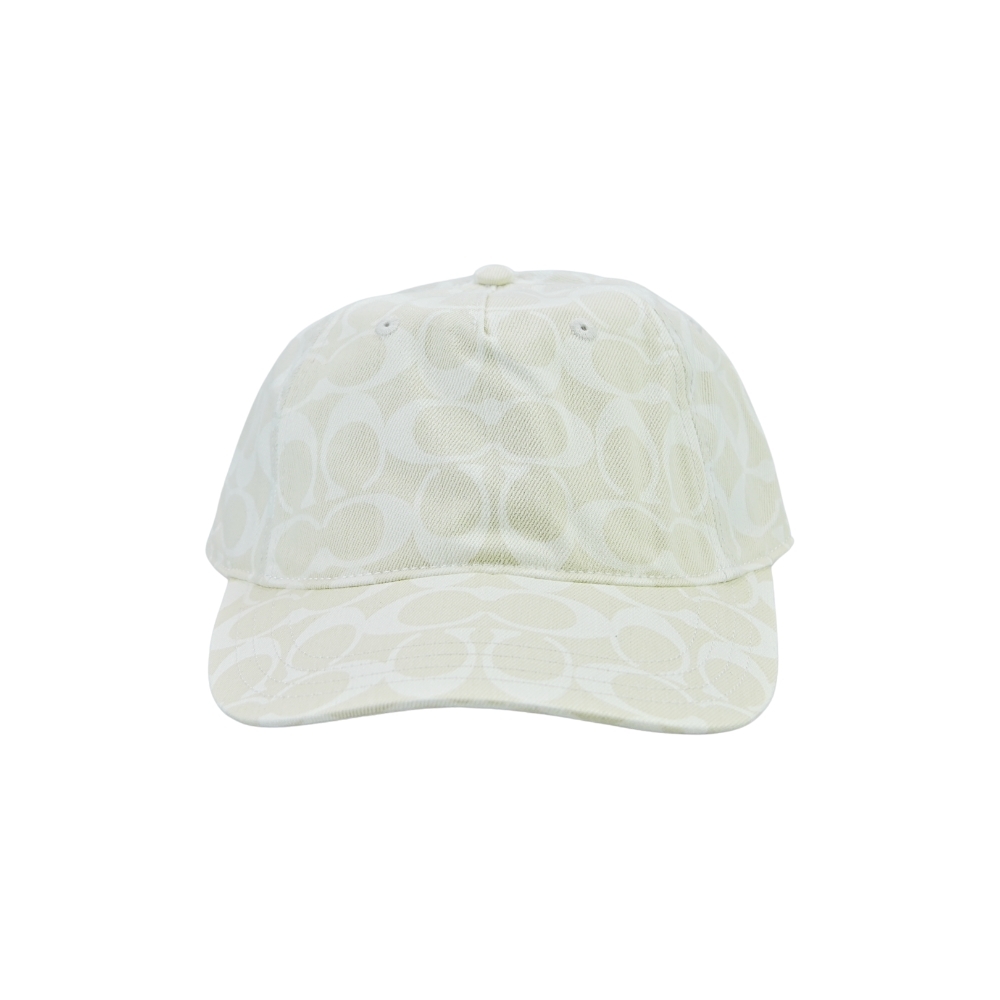 COACH白堊色C Logo純棉棒球帽鴨舌帽