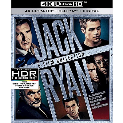 傑克萊恩系列電影 4K UHD+BD 10碟套裝(獵殺紅色十月、愛國者遊戲、迫切的危機、傑克萊恩︰詭影任務)