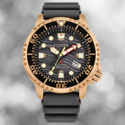 CITIZEN 星辰 PROMASTER BN0163-00H 夏日海浪波紋光動能橡膠錶帶款 黑款 44mm