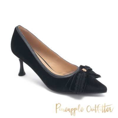 Pineapple-Outfitter-PLINIO-質感絨布蝴蝶結高跟鞋-黑色