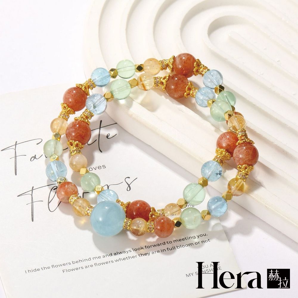 【HERA 赫拉】天然金太陽海藍寶夏日煙火雙圈手串 H115062602