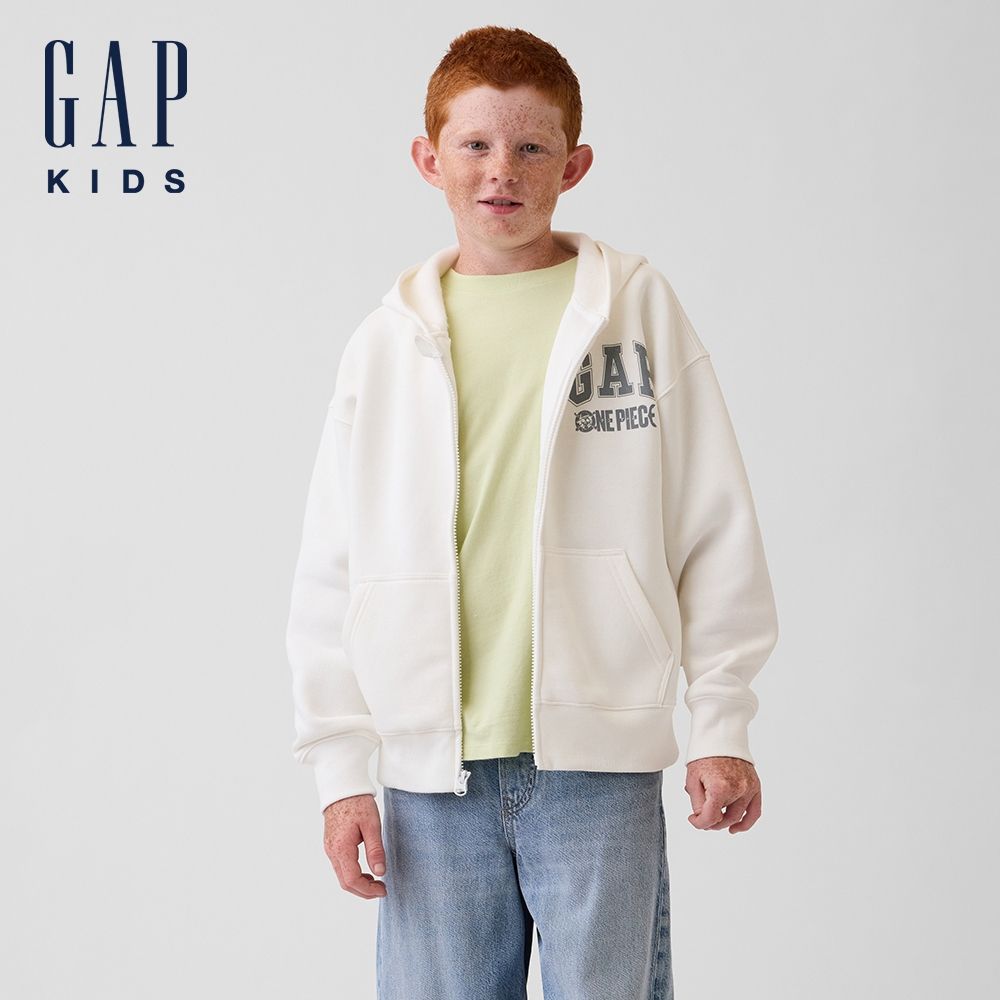 【GAP】兒童Gap × ONE PIECE航海王VintageSoft連帽外套-米白(1179964) (米白)