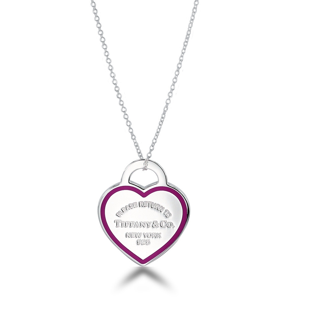 Tiffany&Co. 蒂芙尼 Return to Tiffany 粉紅線框大愛心 925純銀項鍊(展示品)