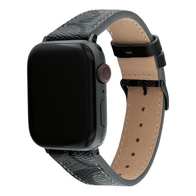 COACH Apple Watch 錶帶 42/44/45mm 適用 皮錶帶 夏日煥新提案 送禮推薦 - 鐵灰色 (不含手錶)
