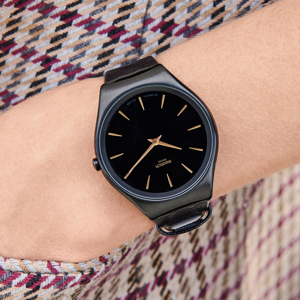 Swatch 超薄金屬系列SKIN NOTTE 超薄金屬-消光黑-38mm Irony 金屬錶