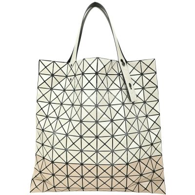 ISSEY MIYAKE PRISM BI-COLOR 三宅一生 BAOBAO 10x10 撞色亮面幾何手提托特包(米x裸粉)