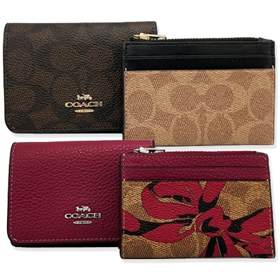COACH 經典LOGO拉鍊零錢袋2合一短夾(多色供選)