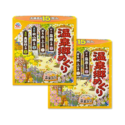 (2盒30包任選超值組)日本Earth地球製藥-日本巡禮碳酸浴鹽溫泉泡澡粉入浴劑30gx15包/盒(4種療癒香氣湯色,放鬆暖身泡溫泉湯包,透明湯白濁湯沐浴劑,便攜獨立包裝)