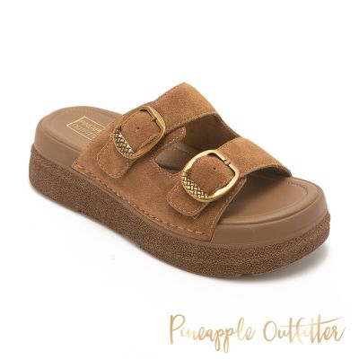 Pineapple-Outfitter-復古摩登麂皮雙帶厚底拖鞋-HAMID-絨棕色