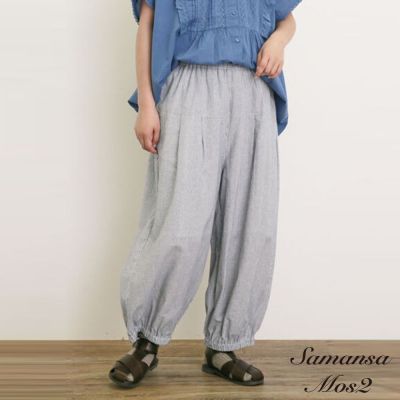 【Samansa Mos2】素面/格紋舒適鬆緊綁帶燈籠長褲