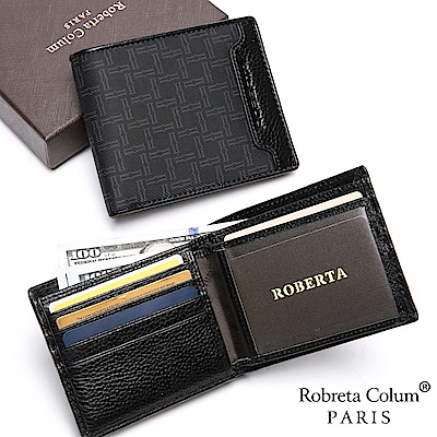 Roberta Colum - 尊爵頭層牛皮12卡2照可拆式左右翻短夾