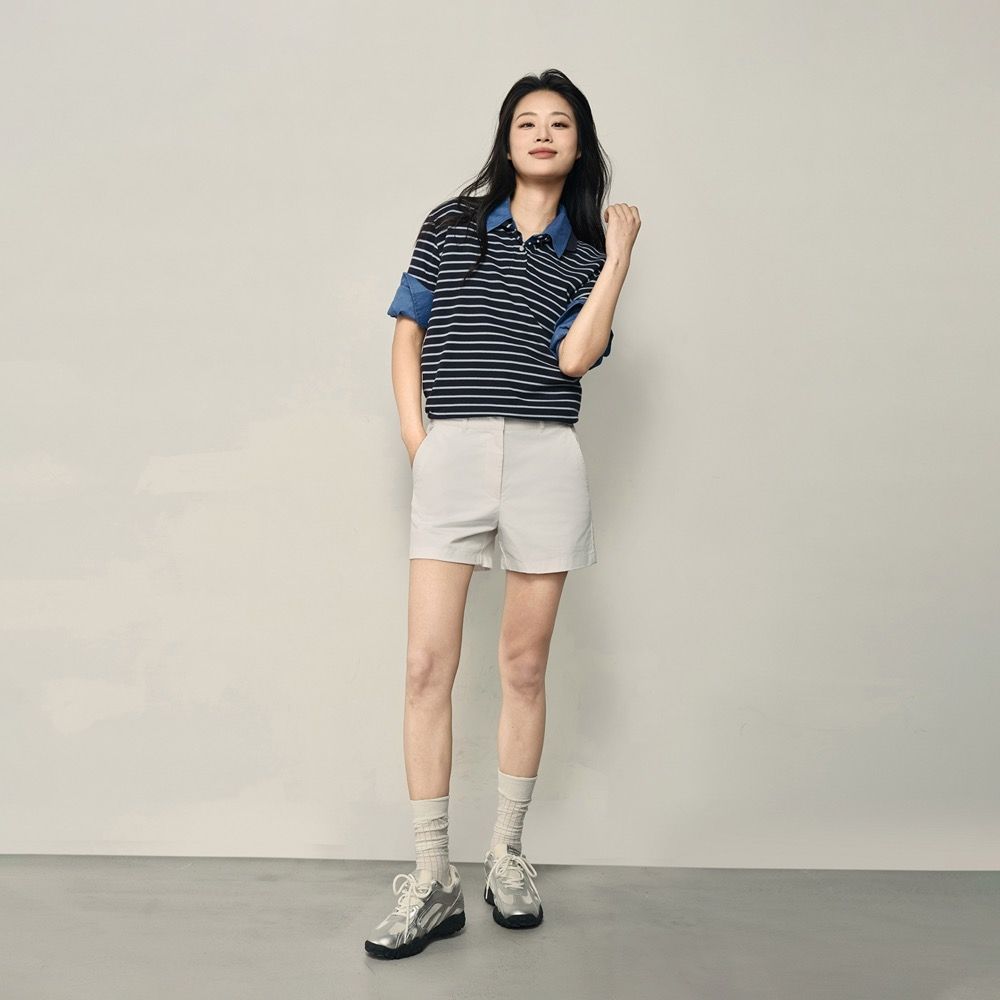 GIORDANO 韓國同款 女裝彈力棉中腰休閒短褲【多色任選】 (02 白色)