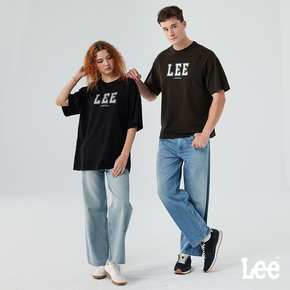 Lee 男女款 季節性版型 大寫LOGO印花短袖圓領TEE 三色 (黑色)