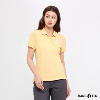 Hang Ten-女裝- HT經典刺繡短袖POLO衫-萬壽菊黃