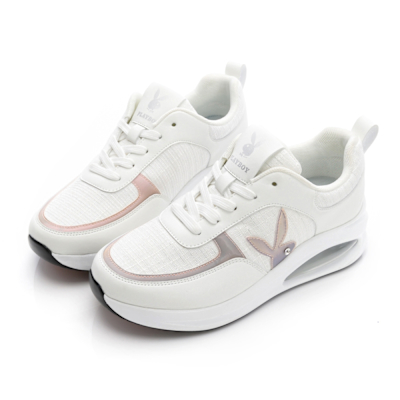 PLAYBOY 玩色派對抗震增高氣墊鞋-PY1057白