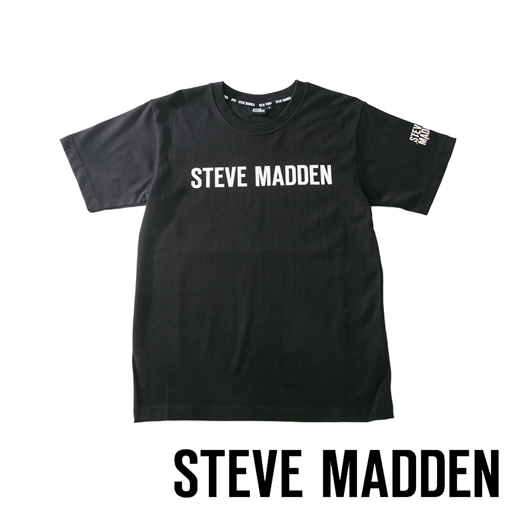STEVE MADDEN-純棉品牌經典LOGO T-Shirt 短袖上衣-黑色