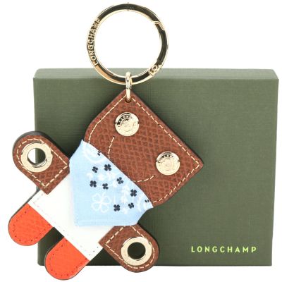 LONGCHAMP Epure 笑臉縫線 領巾薑餅人鑰匙圈(橙棕色)