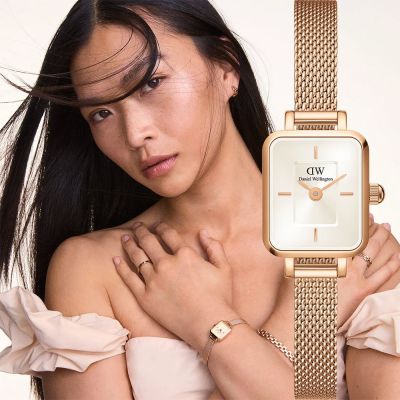 Daniel Wellington DW Quadro系列 極簡美學米蘭帶女錶 小方錶 雙11買買節 送禮首選-15.4x18.2mm/玫瑰金框 DW00100651