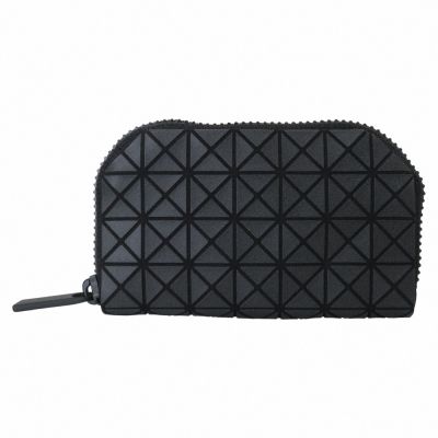 ISSEY MIYAKE  BAOBAO 幾何方格拉鍊零錢/卡夾包(霧面黑)