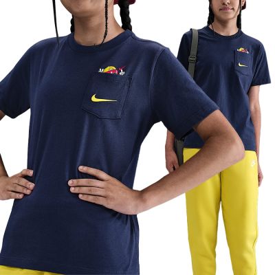Nike K Nsw Tee Boxy Pkt 大童 童裝 深藍色 柔軟 棉質 運動 休閒 短袖 HV5225-410