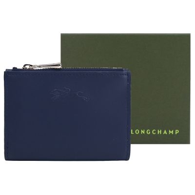 LONGCHAMP ÉPURE系列滑面小牛皮三折短夾(海軍藍)