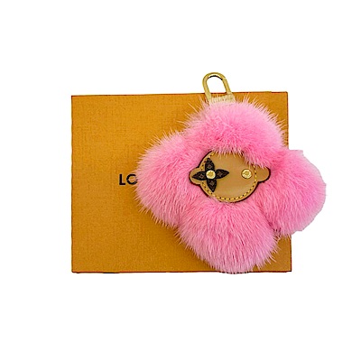 LV LOUIS VUITTON路易威登M01447 Monogram 粉色真皮草鑰匙圈/吊飾