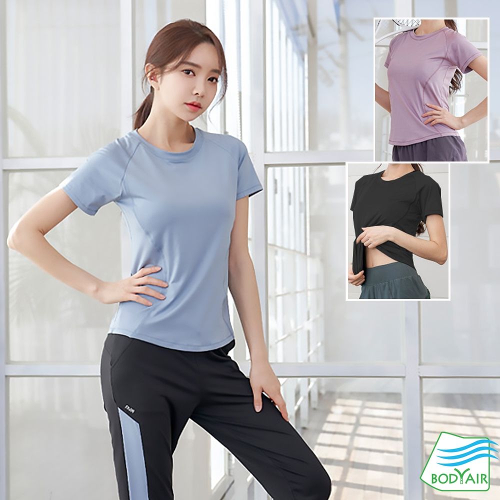 【BODYAIR】弧形修身背網上衣(瑜珈.慢跑.運動.健身.透氣.舞蹈.運動服) (S)